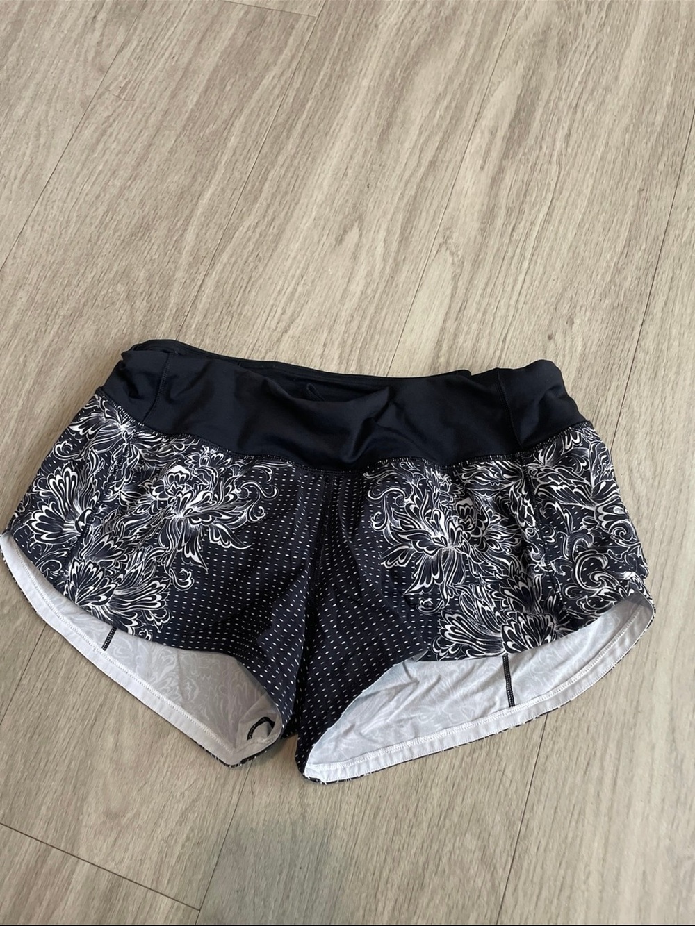 lululemon athletica Black Floral Print Athletic Shorts